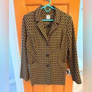 Cabi Geometric Blazer in Mustard and Navy